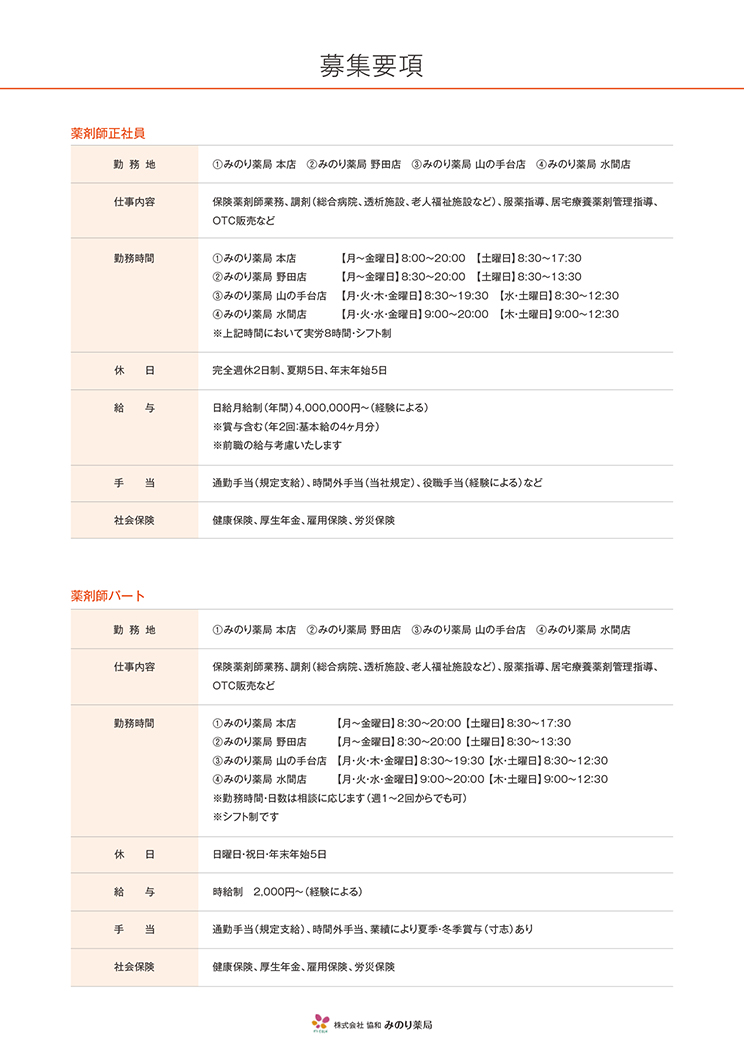 株式会社共和　みのり薬局（リーフレット／表）