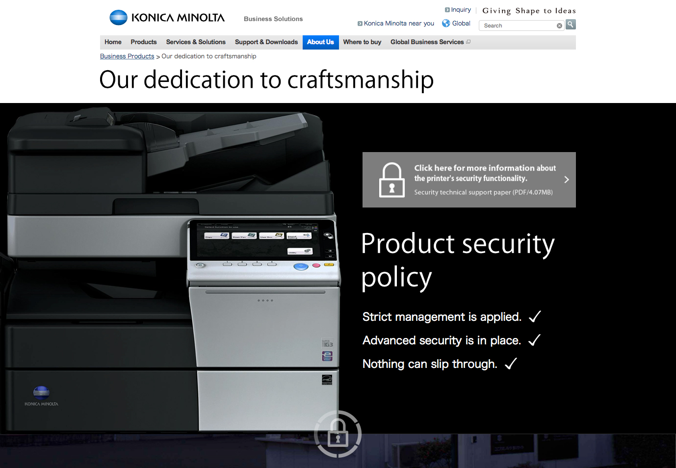 KONICA MINOLTA Our dedication to craftsmanship